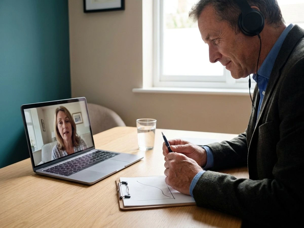 Adult having a private online consultation with a UK healthcare professional