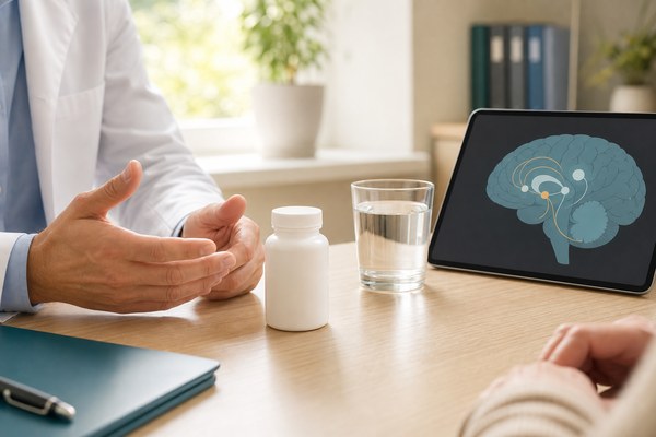 Clinician explaining naltrexone and the brain reward pathway