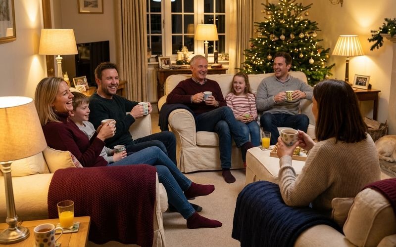 Happy family gathering enjoying time together without alcohol