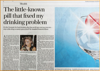 The Telegraph Naltrexone Sinclair Method UK coverage September 2024